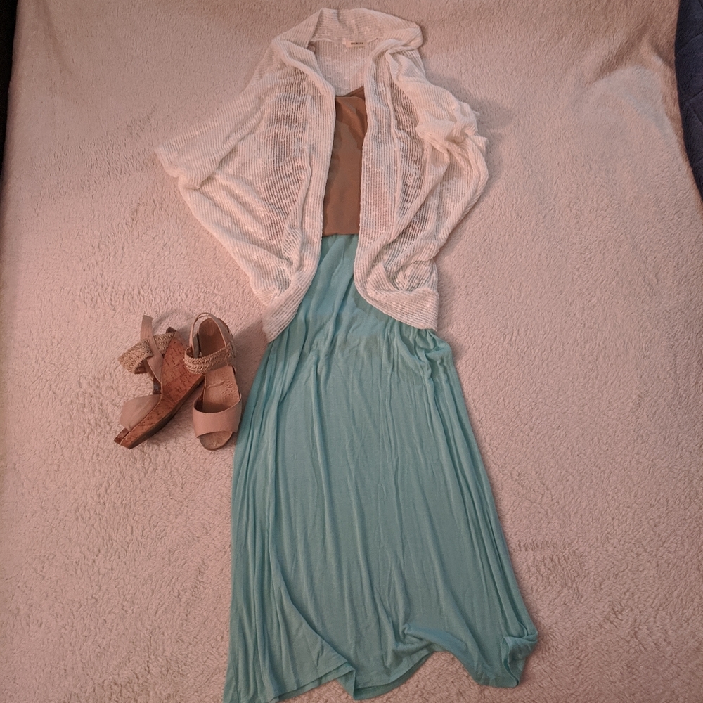 Sky blue/off mint maxi skirt
